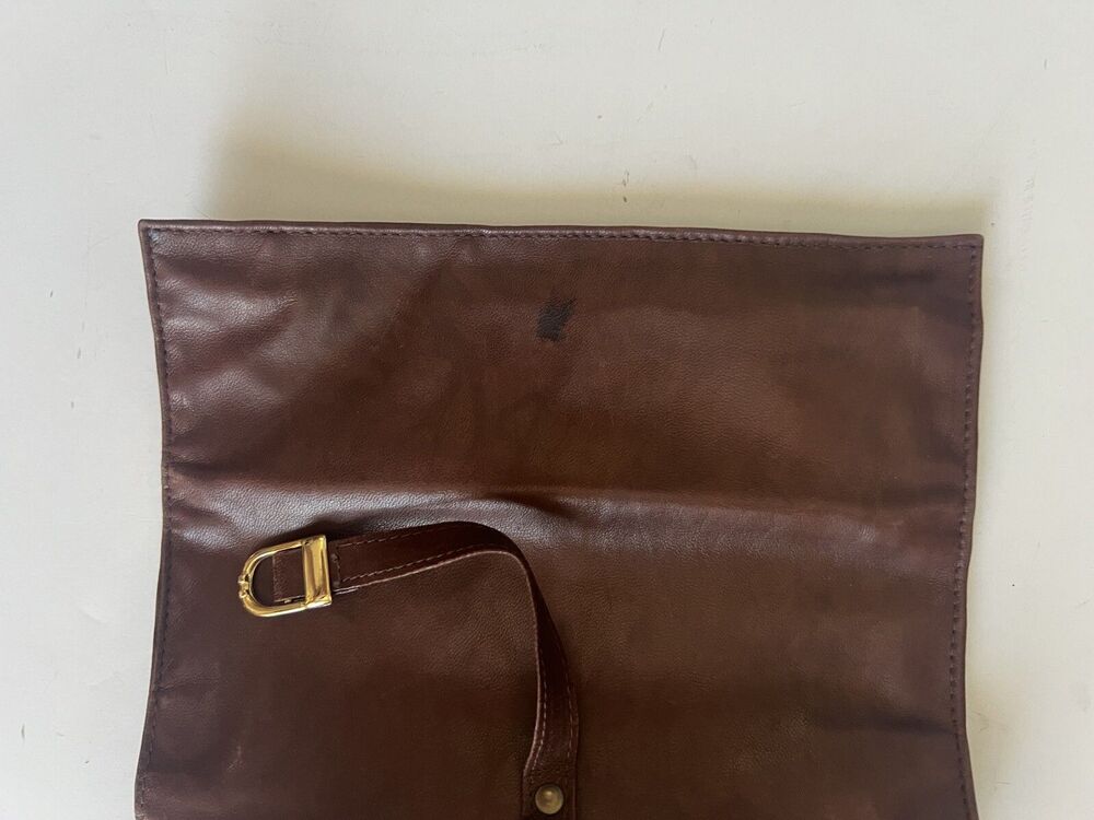 Leather Organizer Red Brown Buckle Jewelry Roll Pouch Lot of 2 - Picture 5 of 14